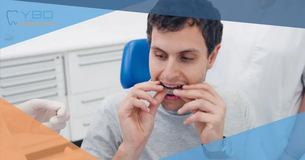 Patient Putting In Invisalign Tray